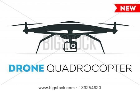 Drone quadrocopter vector Icon. Flight controlled security quadrocopters 