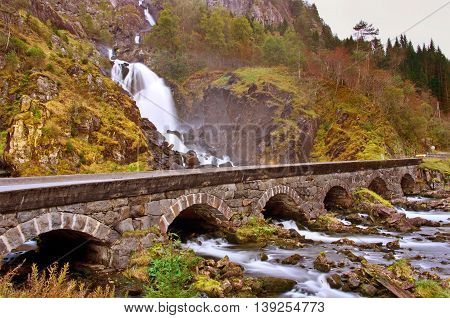 Latefoss - One Of The Biggest Waterfalls In Norway.