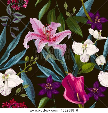tropical seamless exotic floral fashion pattern -seamless wallpaper