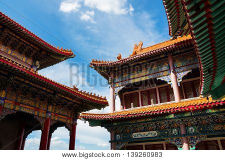 Chinese Buddhist Monastery Roof