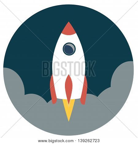 Space roket ship icon. Flat design. Vector illustration