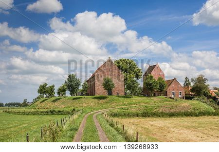 Medieval church on a mound in Ezinge Holland