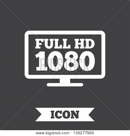 Full hd widescreen tv sign icon. 1080p symbol. Graphic design element. Flat full hd symbol on dark background. Vector