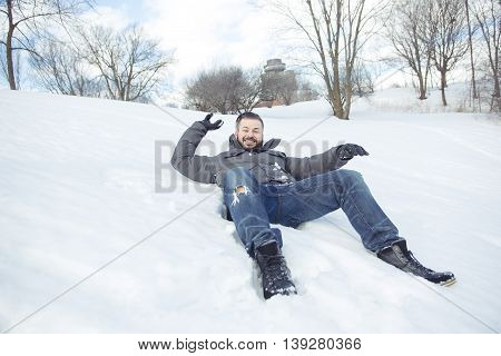 A Gorgeous young man looking outdoors in winter season