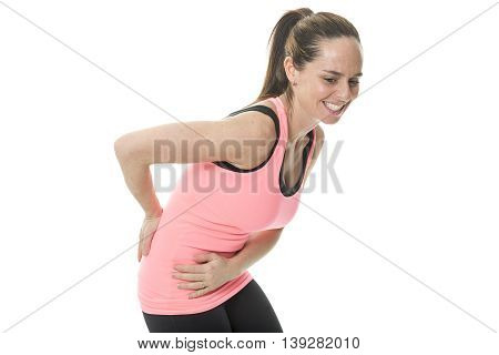 A Fitness woman suffering from back pain