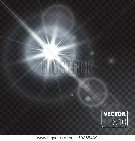 The sun in the blue sky. Vector illustration.
