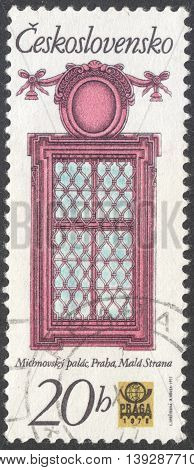 MOSCOW RUSSIA - JANUARY 2016: a post stamp printed in CZECHOSLOVAKIA shows a Renaissance window the series "PRAGA 78 International Stamp Exhibition - Historic Prague Windows" circa 1977