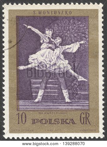 MOSCOW RUSSIA - CIRCA FEBRUARY 2016: a post stamp printed in POLAND shows scene from "Halka" opera by S.Moniuszko the series "The 100th Anniversary of the death of S. Moniuszko" circa 1972