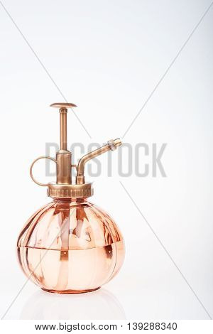 Vintage Perfume Bottle With Atomizer Isolated On White Background