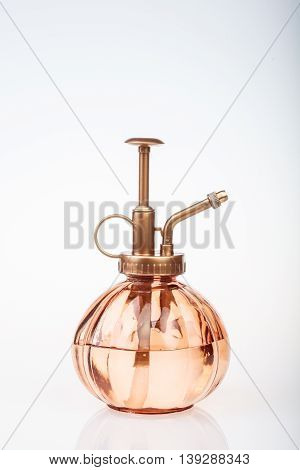 Vintage Perfume Bottle With Atomizer Isolated On White Background
