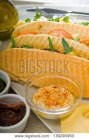 close up image of assorted panini sandwich