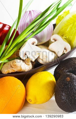 close up image of assorted vegetables and fruits