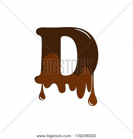 Melted chocolate alphabet over white background vector icon