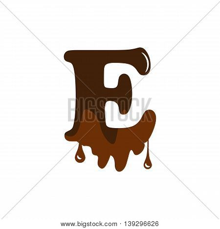 Melted chocolate alphabet over white background vector icon