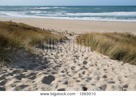 เส้นทาง Sandy หาดที่โคฟ Sennen คอร์นวอลล์ อังกฤษ