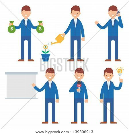 Businessman vector set vector illustration flat style