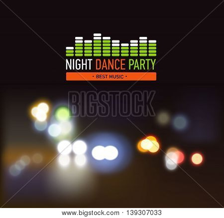 Realistic festival vector lights. Night road blurred background with bokeh lights. City landscape. Vector illustration.