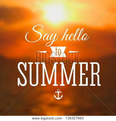 Summer background with sea sunset. Vector illustration.