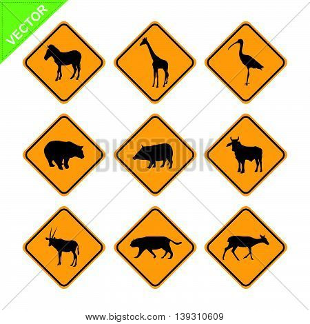 Animal traffic sign vector on white color background