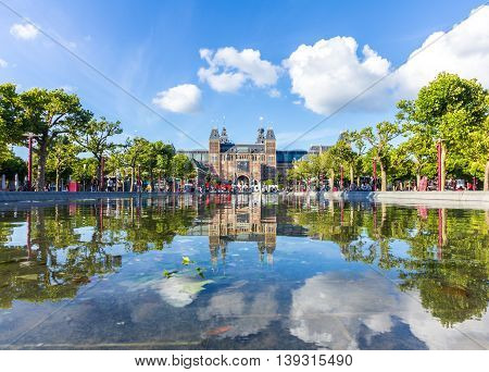 Amsterdam the Netherlands - April 13 2016: Rijksmuseum in Amsterdam