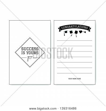 Graduation greeting card vector on white color background