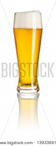 A wheat beer on a white background