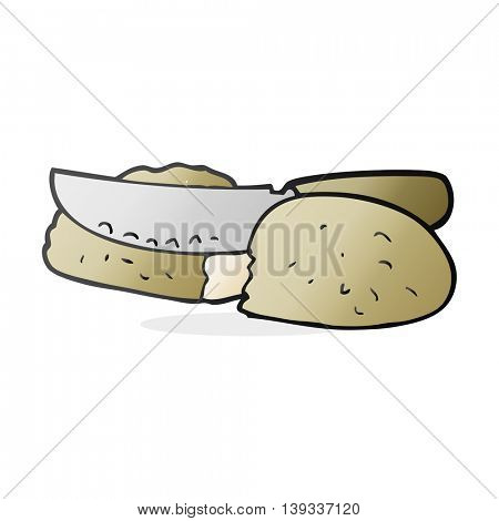 freehand drawn cartoon slicing bread