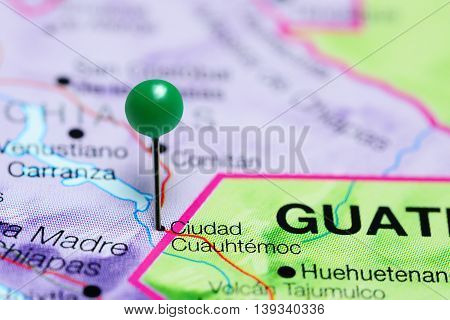 Ciudad Cuauhtemoc pinned on a map of Mexico