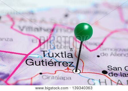 Tuxtla Gutierrez pinned on a map of Mexico