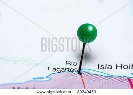 Rio Lagartos pinned on a map of Mexico