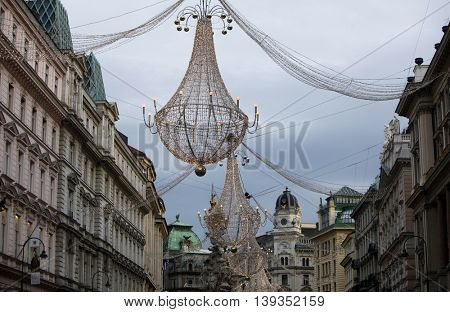 VIENNA, AUSTRIA - DECEMBER 09: Famous Graben street decorated for Christmas on December 09,2011 in Vienna, Austria