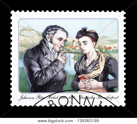 GERMANY - CIRCA 1985 : Cancelled postage stamp printed by Germany, that shows Johann Peter Hebel.