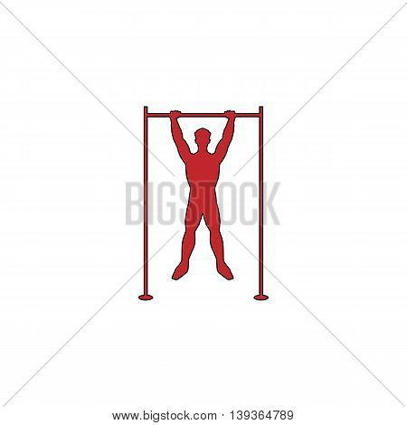 Horizontal bar and man. Red flat simple modern illustration icon with stroke. Collection concept vector pictogram for infographic project and logo