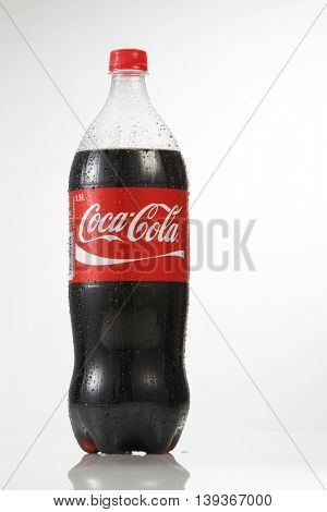 Kuala Lumpur Malaysia,18th July 2016, 1.5 litre cocacola drinks on the white background