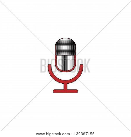 Retro microphone. Red flat simple modern illustration icon with stroke. Collection concept vector pictogram for infographic project and logo