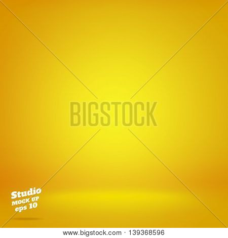 Vector,empty Vivid Lighting Yellow Studio Room Background ,template Mock Up For Display Or Montage O