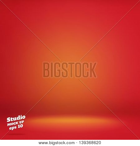 Vector,empty Vivid Lighting Red Studio Room Background ,template Mock Up For Display Or Montage Of P