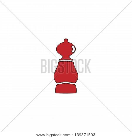 Chess pawn. Red flat simple modern illustration icon with stroke. Collection concept vector pictogram for infographic project and logo