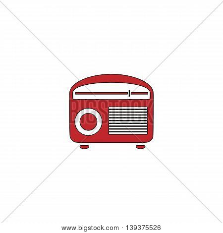 Retro revival radios tuner. Red flat simple modern illustration icon with stroke. Collection concept vector pictogram for infographic project and logo