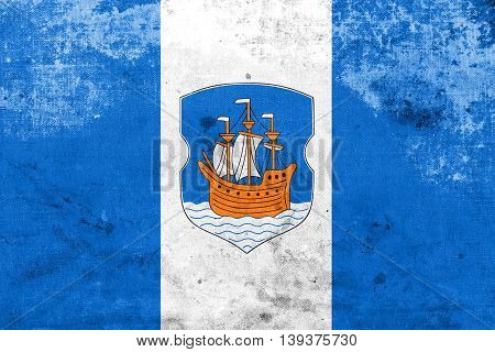 Flag Of Polotsk City, Belarus, With A Vintage And Old Look