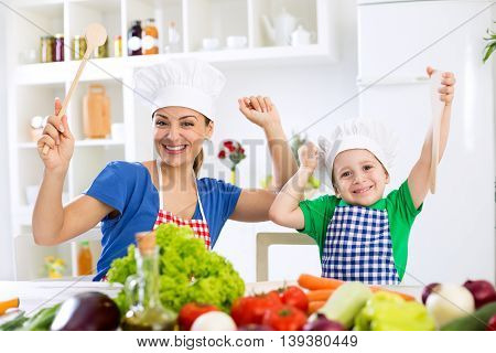 Smiling Happy Beautiful Family Ready For Cook