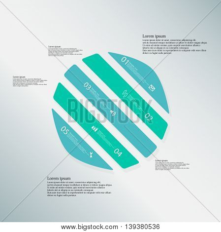 Circle Illustration Template Consists Of Five Blue Parts On Blue Background