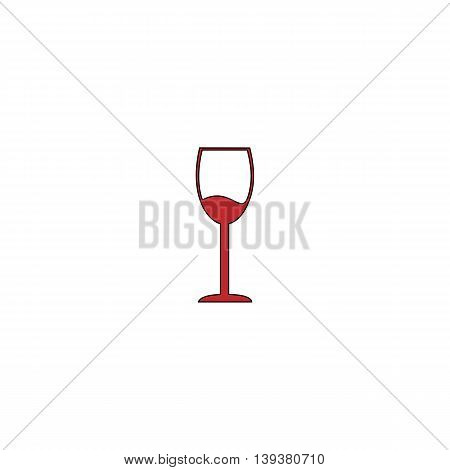 Simple Wine glass - Alcohol drink. Red flat simple modern illustration icon with stroke. Collection concept vector pictogram for infographic project and logo