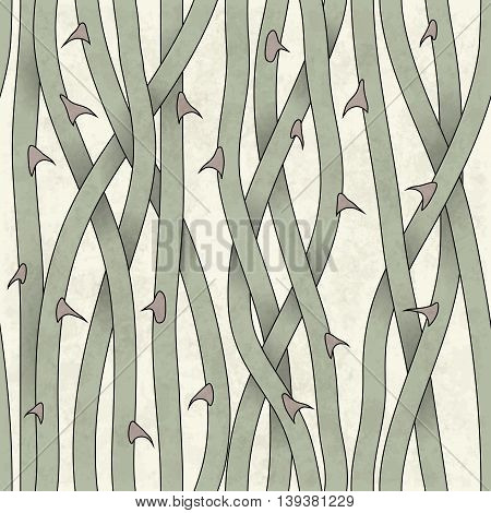 Seamless vector background with branches and thorns. Tangled wild rose stems. Vintage Illustration for your design. Perfect for manufacture wrapping paper textile web design.