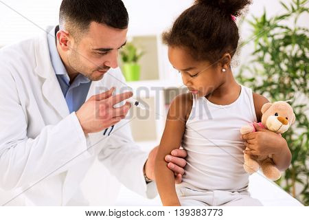 Brave Little Girl Receiving Injection