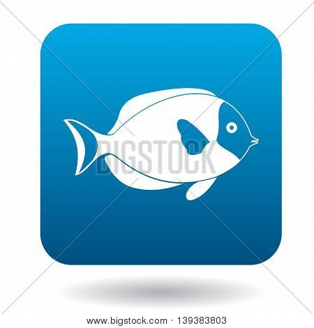 Surgeon fish icon in simple style in blue square. Animals symbol