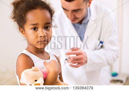 Sad Little Afican Girl Get An Injection