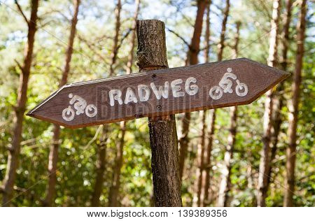 german Radweg cycleway sign in a forest