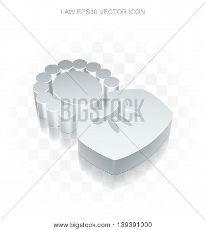 Law icon: Flat metallic 3d Judge, transparent shadow on light background, EPS 10 vector illustration.