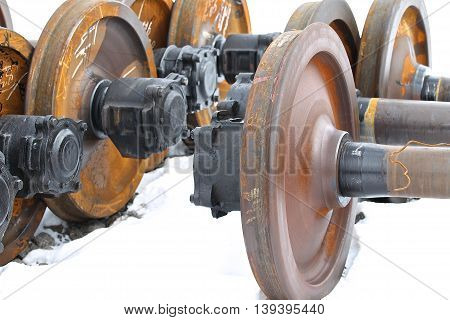 Railcar wheels on the axles of the wheelset as the element